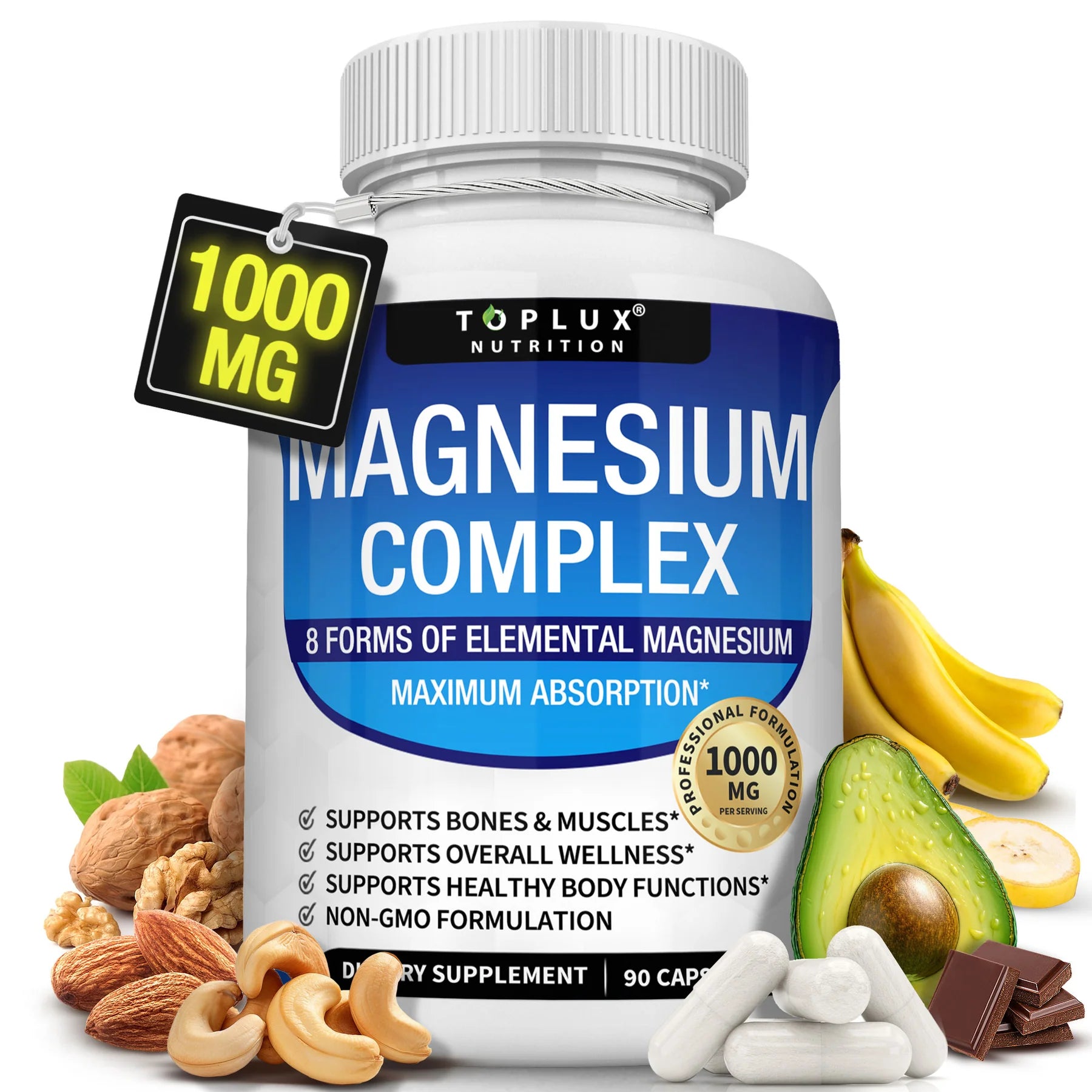 Toplux Magnesium Complex 8 Essential Magnesium Supplement 1000mg